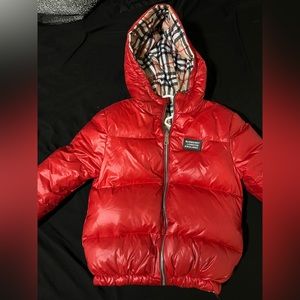 Red Burberry reversible coat size 6T